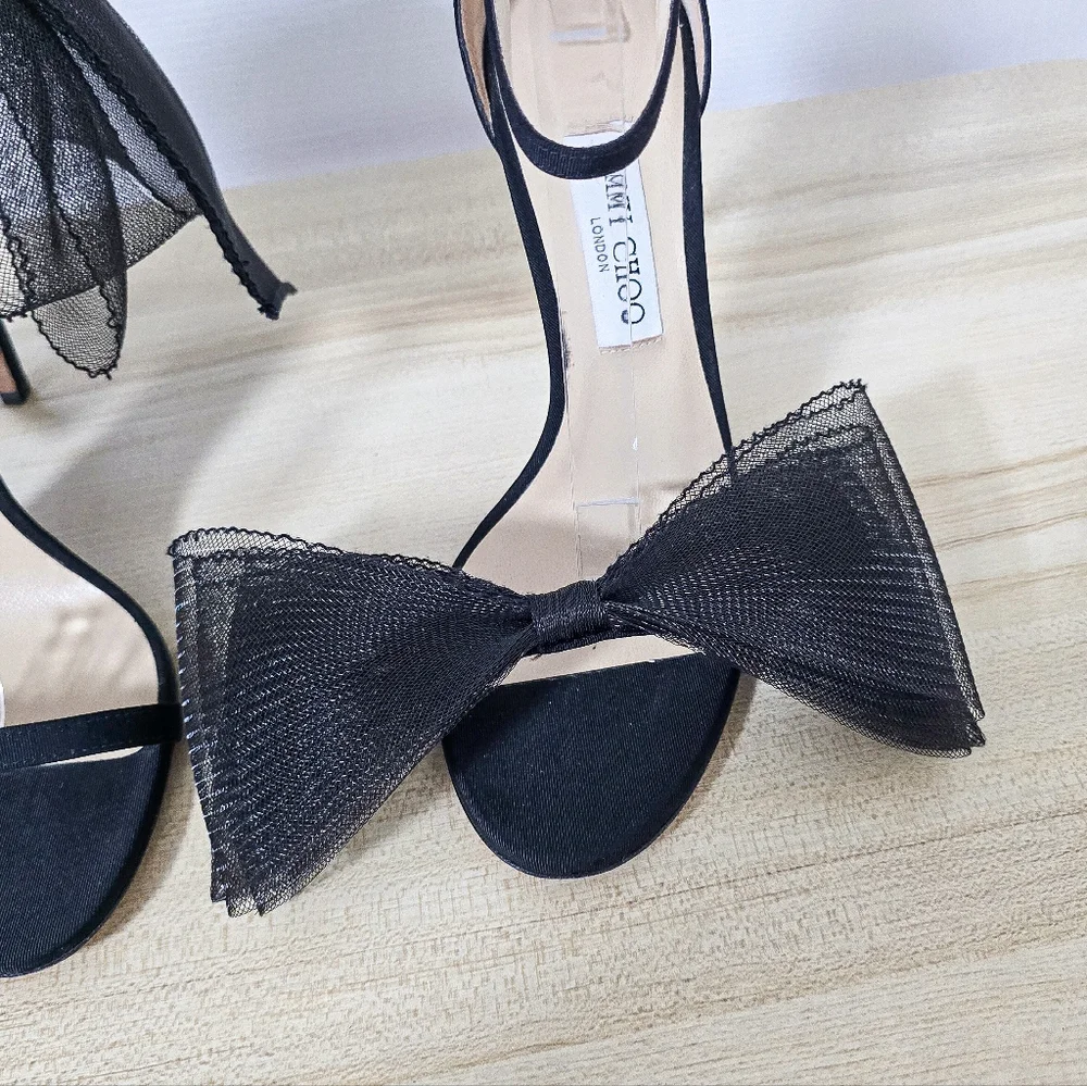 Jimmy Choo Aveline 100 Bow Ankle Strap Sandals Heels Size 40.5/10.5 - Picture 10 of 16